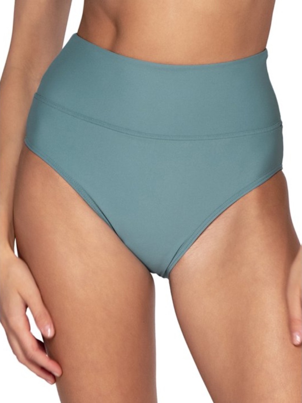 NEW Sunsets Hannah Retro High Waist Fold-Over Swim Bottom 33B Ocean Blue